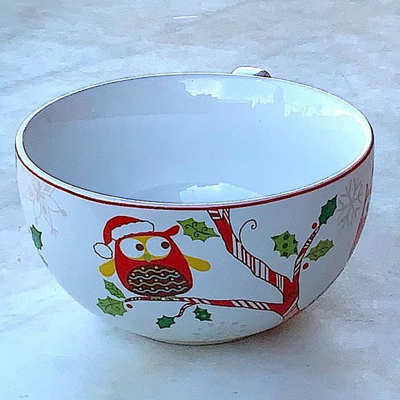 222 FIFTH ENCHANTED WOODS HOLIDAY JUMBO MUG OWLS PORCELAIN - Picture 3 of 6